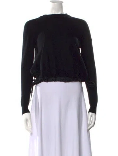 Pre-owned Moncler Virgin Wool Crew Neck Crop Top In Black