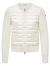Moncler White Quilted Crew Neck Jacket In Neutral