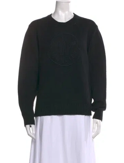 Pre-owned Moncler Virgin Wool Crew Neck Sweater In Black