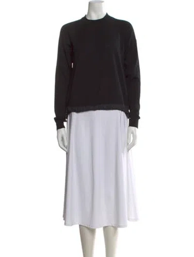 Pre-owned Moncler Virgin Wool Crew Neck Sweater In Black