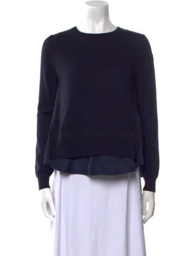 Pre-owned Moncler Virgin Wool Crew Neck Sweater In Blue
