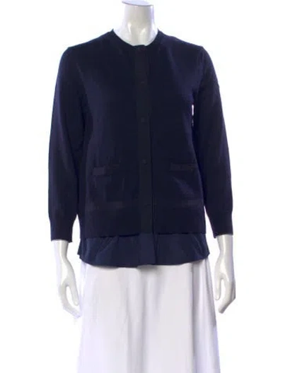 Pre-owned Moncler Virgin Wool Crew Neck Sweater In Blue