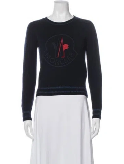Pre-owned Moncler Virgin Wool Crew Neck Sweater In Blue