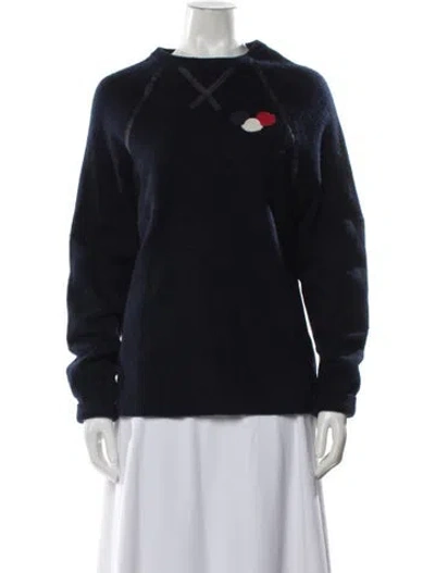 Pre-owned Moncler Virgin Wool Crew Neck Sweater In Blue
