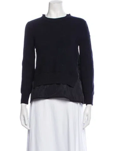 Pre-owned Moncler Virgin Wool Crew Neck Sweater In Blue