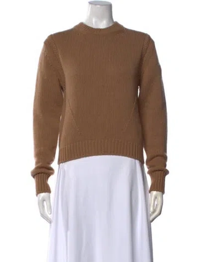 Pre-owned Moncler Virgin Wool Crew Neck Sweater In Brown