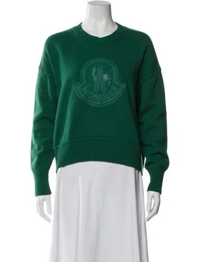 Pre-owned Moncler Virgin Wool Crew Neck Sweater In Green
