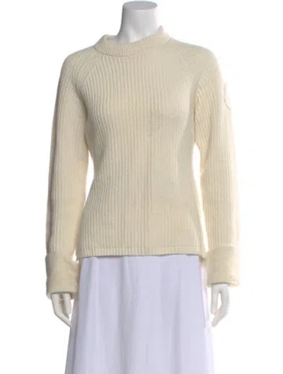 Pre-owned Moncler Virgin Wool Crew Neck Sweater In Neutral