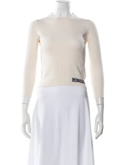 Pre-owned Moncler Virgin Wool Crew Neck Sweater In White