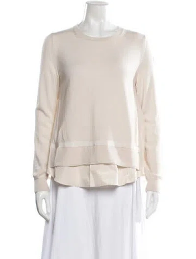 Pre-owned Moncler Virgin Wool Crew Neck Sweater In White