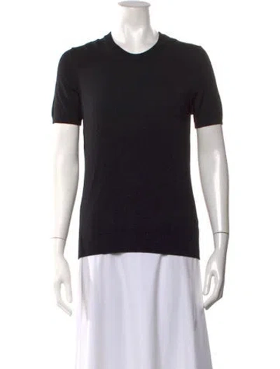 Pre-owned Moncler Virgin Wool Crew Neck T-shirt In Black