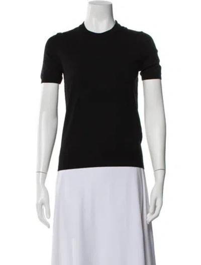 Pre-owned Moncler Virgin Wool Crew Neck T-shirt In Black