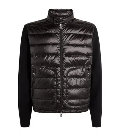 Moncler Virgin Wool Down Cardigan In Black