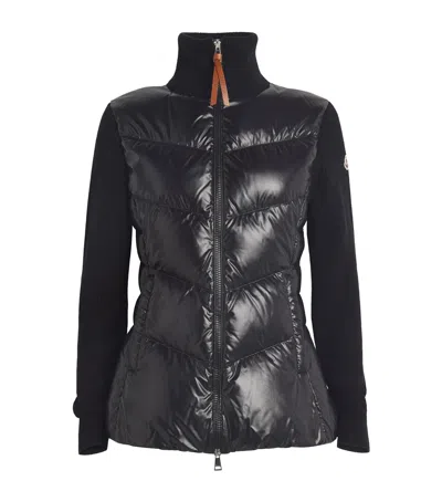 Moncler Virgin Wool Down Cardigan In Black