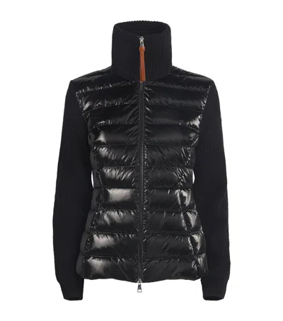 Moncler Virgin Wool Down Cardigan In Black