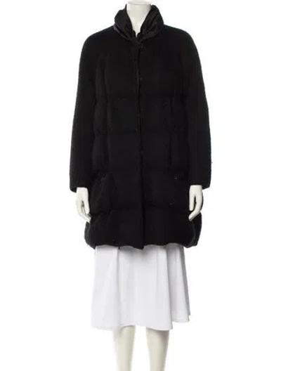 Pre-owned Moncler Virgin Wool Down Coat In Black