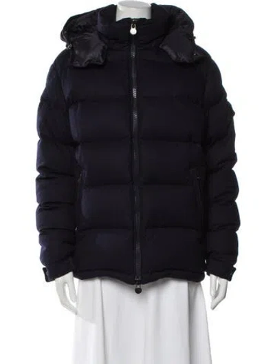 Pre-owned Moncler Virgin Wool Down Coat In Blue