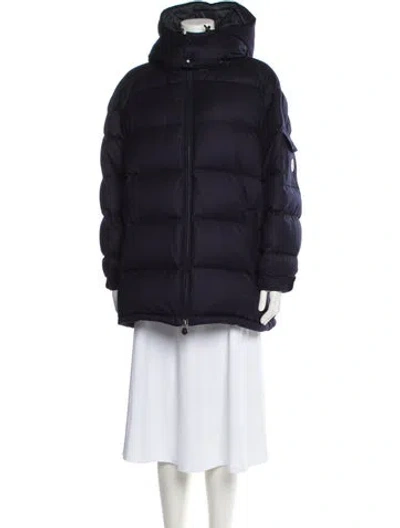 Pre-owned Moncler Virgin Wool Down Coat In Blue