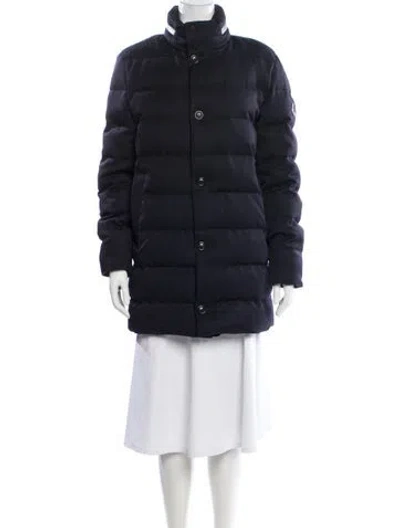 Pre-owned Moncler Virgin Wool Down Coat In Blue