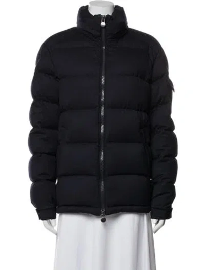 Pre-owned Moncler Virgin Wool Down Coat In Blue