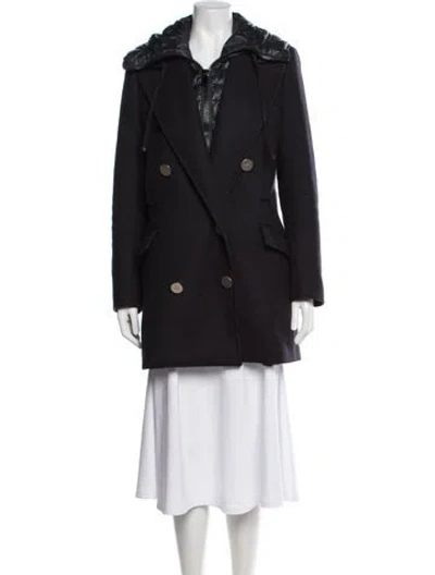 Pre-owned Moncler Virgin Wool Down Coat In Blue