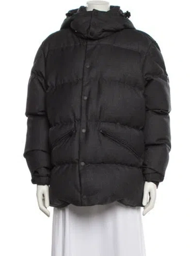 Pre-owned Moncler Virgin Wool Down Coat In Gray