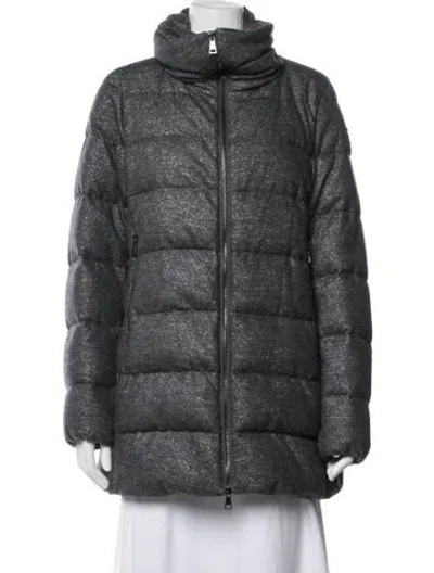 Pre-owned Moncler Virgin Wool Down Coat In Gray