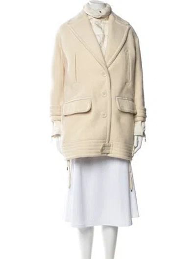 Pre-owned Moncler Virgin Wool Down Coat In Neutral