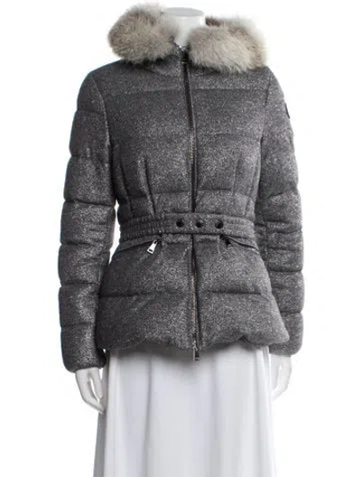 Pre-owned Moncler Virgin Wool Down Coat In Silver