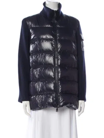 Pre-owned Moncler Virgin Wool Down Jacket In Blue