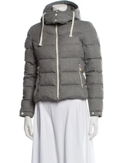 Pre-owned Moncler Virgin Wool Down Jacket In Gray