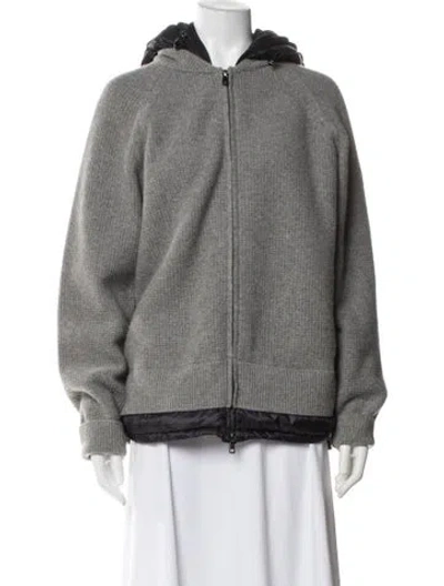Pre-owned Moncler Virgin Wool Down Jacket In Gray