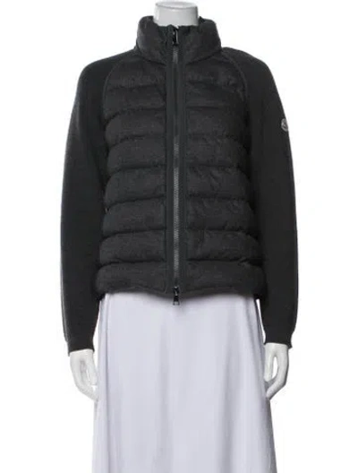 Pre-owned Moncler Virgin Wool Down Jacket In Grey