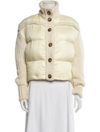 Pre-owned Moncler Virgin Wool Down Jacket In Yellow