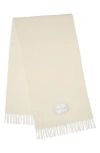 Moncler Virgin Wool Felt Fringe Scarf In Neutral