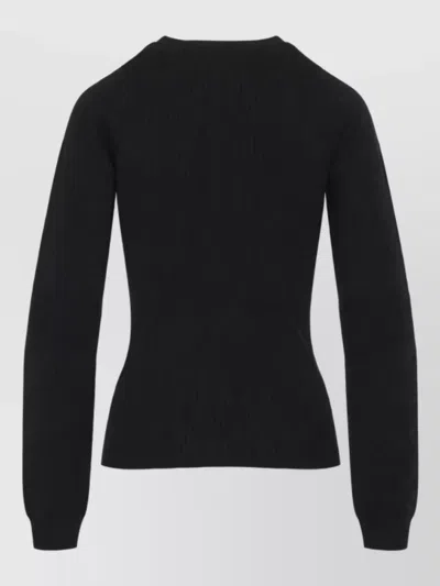 Moncler Virgin Wool Fine-ribbed Slim-fit Long-sleeve Sweater In Black