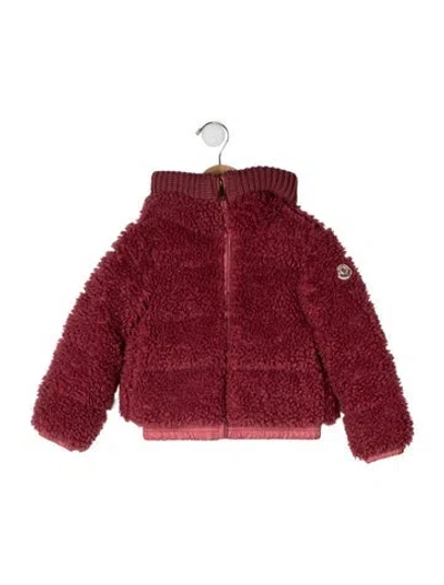 Pre-owned Moncler Babies' Virgin Wool Front Coat In Pink