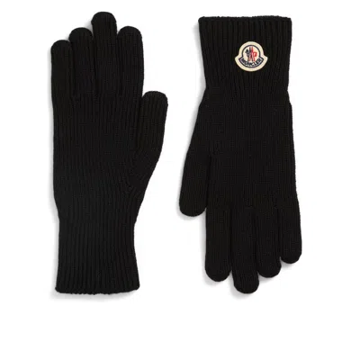 Moncler Virgin Wool Gloves In Black