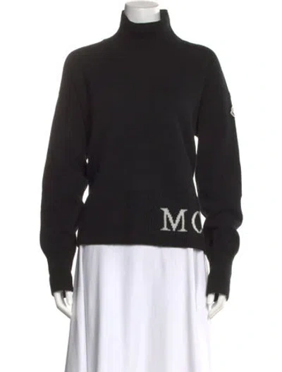 Pre-owned Moncler Virgin Wool Graphic Print Sweater In Black