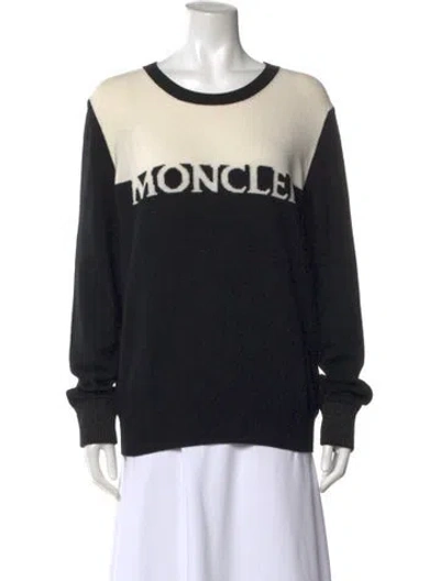 Pre-owned Moncler Virgin Wool Graphic Print Sweater In Black