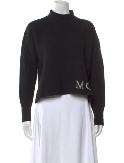 Pre-owned Moncler Virgin Wool Graphic Print Sweater In Black