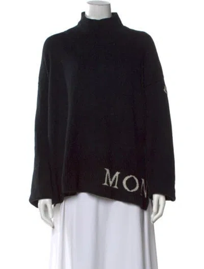 Pre-owned Moncler Virgin Wool Graphic Print Sweater In Black