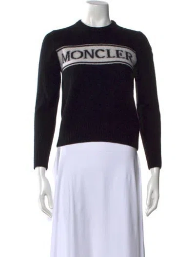 Pre-owned Moncler Virgin Wool Graphic Print Sweater In Blue