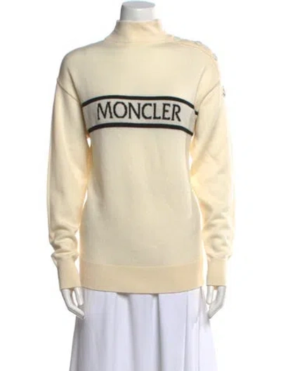 Pre-owned Moncler Virgin Wool Graphic Print Sweater In Neutral