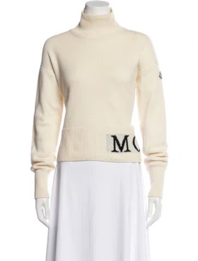 Pre-owned Moncler Virgin Wool Graphic Print Sweater In Neutral
