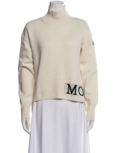 Pre-owned Moncler Virgin Wool Graphic Print Sweater In Neutral