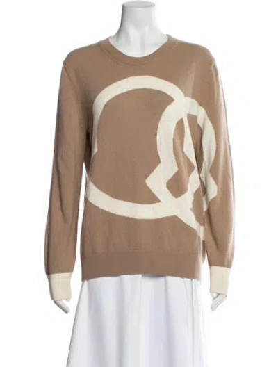 Pre-owned Moncler Virgin Wool Graphic Print Sweater In Neutral