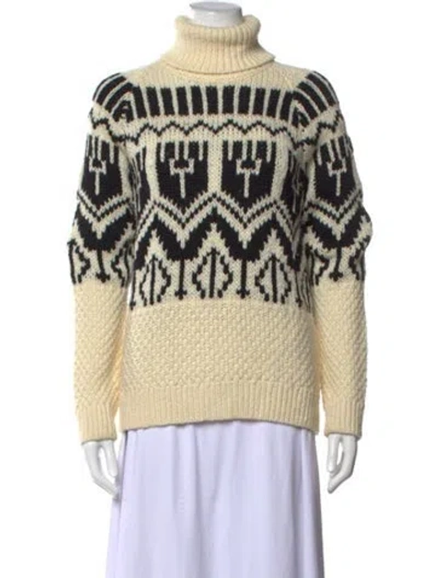 Pre-owned Moncler Virgin Wool Graphic Print Sweater In Neutrals