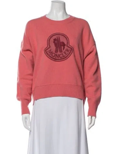 Pre-owned Moncler Virgin Wool Graphic Print Sweater In Pink