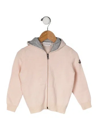 Pre-owned Moncler Babies' Virgin Wool Hooded Sweater In Pink